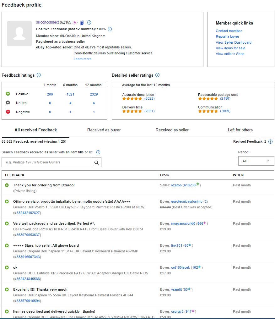 About 3 eBay Feedback
